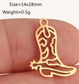 Detail van een gouden roestvrijstalen holle cowboylaars hanger van 14x18mm groot - Cowboylaars Vorm (DY1300-2)