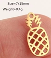 Detailed view of a 7x15mm hollow gold pineapple pendant for jewelry making - Pineapple Shape - Gold (DY1278-2)
