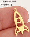 Detailed view of a gold-plated stainless steel rocket pendant with dimensions 11x20mm - Gold Rocket (DY1279-2)