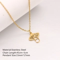 Minimalist gold mushroom pendant necklace in stainless steel with hollow design - 45cm / Hollow Mushroom Style (DYN-467) / Gold