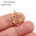 Golden lotus chakra pendant in stainless steel held to show 18x20mm scale - Root Chakra (DY1120-2)