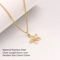 Collana minimalista in acciaio inossidabile placcato oro 18K con ciondolo a fiore traforato - 45cm / Fiore traforato a sei petali (DYN-959) / Oro
