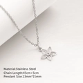 Collana minimalista in acciaio inossidabile argento con ciondolo a fiore a cinque petali - 45cm / Fiore traforato a sei petali (DYN-959) / Argento