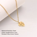 Collana in acciaio inossidabile dorato con ciondolo a foglia di monstera traforata - 45cm / Foglia di Monstera traforata (DYN-962) / Oro