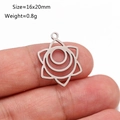 Polished silver stainless steel lotus yoga OM charm pendant for DIY necklace 16x20mm size - Mandala Lotus (DY1122-1)