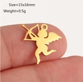 Golden cupid angel stainless steel pendant with bow and arrow, size 15x16mm for DIY jewelry - Little Angel Cupid Design (DY1291-2 Gold)