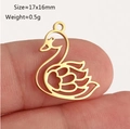 Macro shot of 17x16mm gold swan pendant showing intricate laser-cut hollow details - Swan Shape (DY1293-2 Gold) / Gold