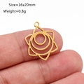 Golden lotus yoga OM pendant in polished stainless steel held by hand to show size - Mandala Lotus (DY1122-2)