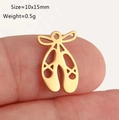 Detailed view of mini golden ballet shoe pendant with mirror polished finish for DIY jewelry - Ballet Shoe Design (DY1296-2 Gold)