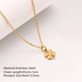 Collana con ciondolo a quadrifoglio dorata in acciaio inossidabile con catena da 45cm e 5cm - 45cm / Stile Pendente Quadrifoglio (DYN-743) / Oro