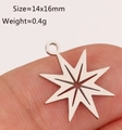 Octagon star stainless steel pendant charm size 14x16mm for DIY jewelry making - Silver Hollow Star (DY1239-1)