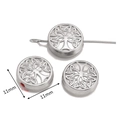 Perle Arbre de Vie en acier inoxydable pour bijoux DIY, charm rond de 11mm de diamètre - Arbre de Vie Argenté (DY1143-1)