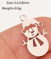 Silver stainless steel hollow snowman pendant charm for DIY jewelry making 11x18mm - Silver Hollow Snowman (DY1241-1)