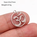 Silver stainless steel hollow Om yoga pendant charm for jewelry making with polished finish - Om Symbol (DY1124-1)