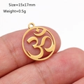 Golden lotus yoga OM pendant charm, 15x17mm stainless steel hollow jewelry accessory - Om Symbol (DY1124-2)