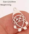 Silver stainless steel Santa Claus pendant for DIY jewelry, 12x19mm hollow design - Silver Hollow Santa Claus (DY1243-1)