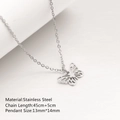 Collana in acciaio inossidabile argento con ciondolo a farfalla e catena sottile per donna - 45cm / Stile Farfalla Traforata (DYN-401) / Argento