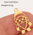 Golden Christmas gnome charm pendant for DIY jewelry making, size 12x19mm - Gold Hollow Santa Claus (DY1243--2)