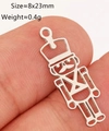 Polished silver nutcracker charm for DIY jewelry, measuring 8x23mm in stainless steel - Silver Hollow Nutcracker (DY1244-1)