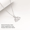 Collana con ciondolo a loto traforato in acciaio inossidabile argento da 45+5cm - 45cm / Forma di Loto Traforata (DYN-950) / Argento