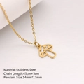 Collana con ciondolo a fungo in acciaio inossidabile dorato con catena regolabile - 45cm / Stile Fungo a linee traforate (DYN-879) / Oro