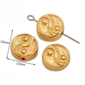 Perle yin yang dorée 12mm avec trou de 2.9mm pour accessoires de bijoux DIY - Tai Chi Yin Yang Doré (DY1149-2)