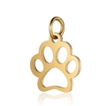 Ciondolo cavo a zampa di cane in acciaio inossidabile lucidato oro con anello di aggancio - Oro