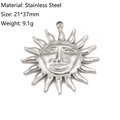 Silver stainless steel sun face pendant necklace charm in a vintage radiant design - Sun Face Style (DY1218-1) / Silver