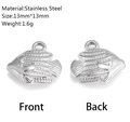 Silver tropical fish stainless steel pendant with detailed texture, front and back view - Tropical Fish Style (DY1115-1) / Silver