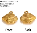 14K gold plated stainless steel tropical fish pendant front and back view 13mm size - Tropical Fish Style (DY1115-2) / Gold
