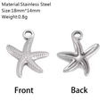 Front and back view of a 14K gold-plated stainless steel starfish charm for jewelry DIY - Starfish Style (DY475-1)