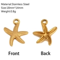 Golden stainless steel starfish pendant charm with 18mm by 14mm dimensions for DIY jewelry - Starfish Style (DY475-2)