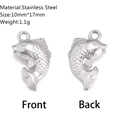 Silver stainless steel fish pendant with textured scales and 14K gold plating for jewelry - Koi Fish Style (DY1110-1)