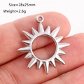 Silberner Edelstahl Sonnenanhänger 28x25mm für DIY Schmuckherstellung Zubehör - Sonnenstrahl-Stil (DY1179-1) Silber