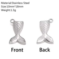 Silver stainless steel mermaid tail pendant charm for ocean jewelry DIY 10mm by 18mm - Mermaid Tail Style (DY1155-1)