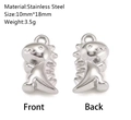 Silberner Dinosaurier Anhänger aus Edelstahl für DIY Schmuck mit Vorder und Rückansicht - Dinosaurier-Stil (DY1193-1) / Silber