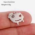 Polished stainless steel sheep pendant charm with heart pattern, size 15x12mm - Sheep Shape (DY1127-1 Steel Color)