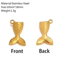Stainless steel mermaid tail pendant charm with 14K gold plating for jewelry making - Mermaid Tail Style (DY1155-2)