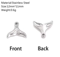 Polished stainless steel whale tail pendant 12mm silver charm for jewelry making - Whale Tail Style (DY1061-1)