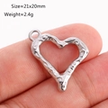 Pendentif cœur en acier inoxydable argenté avec texture martelée pour bijoux DIY, 21x20mm - Style Cœur Martelé (DY1180-1) Argent
