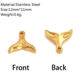 14K gold-plated stainless steel whale tail charm 12mm for jewelry making - Whale Tail Style (DY1061-2)