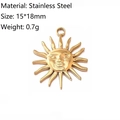 Golden stainless steel sun face pendant variant measuring 15x18mm for DIY jewelry - Small Sun Face Style (DY486-2S)