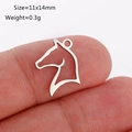 Minimalist hollow horse head pendant in stainless steel with 11x14mm size reference - Horse Head Shape (DY1128-1 Steel Color)