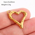 Pendentif cœur doré avec texture martelée, breloque en acier inoxydable de 21x20mm - Style Cœur Martelé (DY1180-2) Or