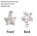 Starfish pendant in stainless steel silver finish for DIY jewelry making 10x13mm size - Starfish Style (DY1062-1)