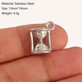 Polished stainless steel hourglass pendant charm measuring 13mm by 16mm for jewelry making - Hourglass Style (DY1201-1) Silver