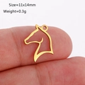 Minimalist golden hollow horse head pendant in stainless steel measuring 11x14mm - Horse Head Shape (DY1128-2 Gold)