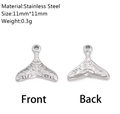 Polished silver stainless steel whale tail pendant with hammered texture and 11mm size - Whale Tail Style (DY350-1)