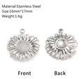 Polished 16mm stainless steel daisy charm pendant for DIY jewelry making in silver tone - Silver Daisy (DY1333-1)