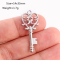 Pendentif clé cœur en acier inoxydable argenté pour création bijoux DIY 14x33mm - Style Clé en Cœur (DY1175-1) Argent
